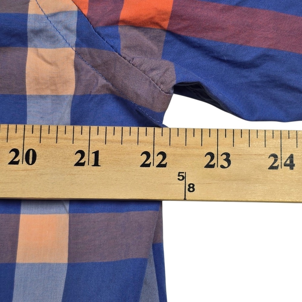 Southern Tide Blue Orange Plaid Check Trim Fit Button Down L/S Dress Shirt Men L - Picture 7 of 8